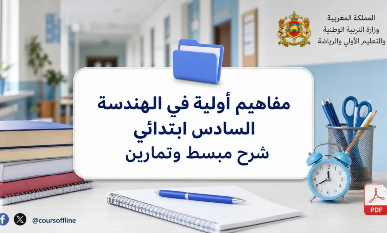 مفاهيم أولية في الهندسة السادس ابتدائي شرح مبسط وتمارين 4 مفاهيم أولية في الهندسة السادس ابتدائي شرح مبسط وتمارين