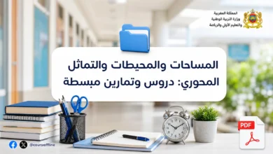 المساحات والمحيطات والتماثل المحوري: دروس وتمارين مبسطة