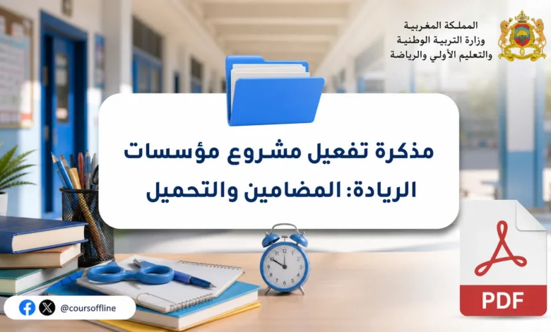 مذكرة تفعيل مشروع مؤسسات الريادة: المضامين والتحميل