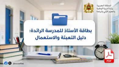 بطاقة الأستاذ للمدرسة الرائدة: دليل التعبئة والاستعمال
